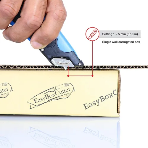 Vista 4 de EasyCut 1000 Cuchillo utilitario retráctil seguro para cortar cajas, azul, 09780