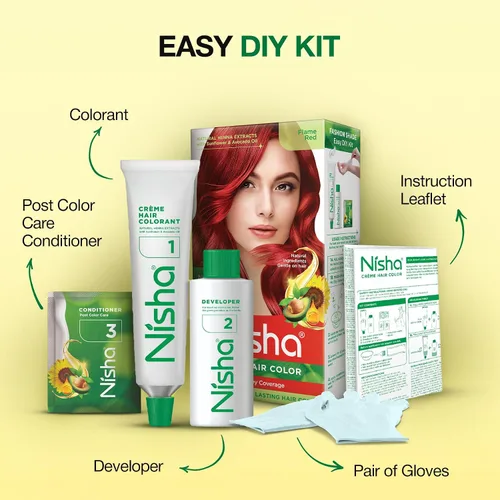 Vista 5 de Nisha - Tinte cremoso para el cabello (150 ml/cada) rojo llama, paquete de 1