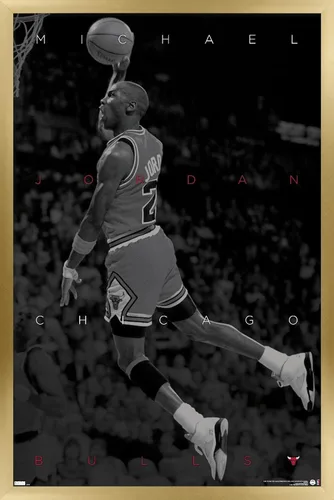 Vista 17 de Trends International Michael Jordan - Póster de pared en blanco y negro, 14.725 x 22.375 pulgadas, versión enmarcada de madera de granero