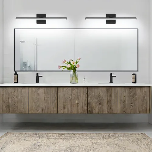 Vista 8 de Lámpara LED para tocador de baño, moderna lámpara de baño sobre el espejo (blanco frío 6000 K), barra de luz de tocador con ángulo ajustable, 24