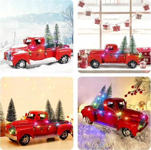 Vista 6 de AerWo Camión rojo decoración de Navidad, modelo de coche de camioneta
