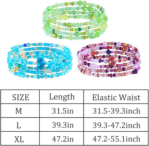 Vista 7 de ELABEST Brillantes grandes cuentas africanas de la cintura del vientre de la cadena de la cintura playa 3PCS cintura joyería cuerpo accesorios