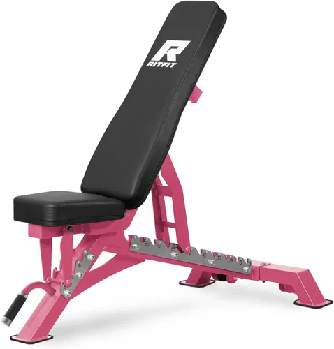 Vista 15 de RitFit Banco de pesas ajustable y plegable para gimnasio en casa, levantamiento de pesas y entrenamiento de fuerza, póster de entrenamiento