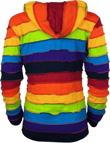 Vista 4 de Agan Traders Sudadera con capucha para mujer, diseño bohemio, de algodón, con estampado de arco iris, estilo gitano hippie