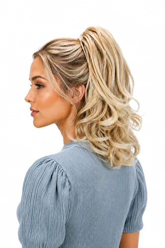 Vista 42 de PRETTYSHOP - Extensión de cabello rizado voluminoso, cola de caballo de 14 pulgadas con clip, resistente al calor