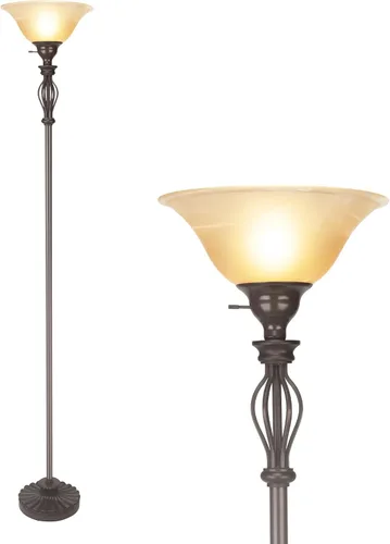 Vista 12 de HonoDing Lámpara de pie con pantalla de vidrio esmerilado en blanco mate - para decoración de habitación - Decoración para dormitorio - Lámpara