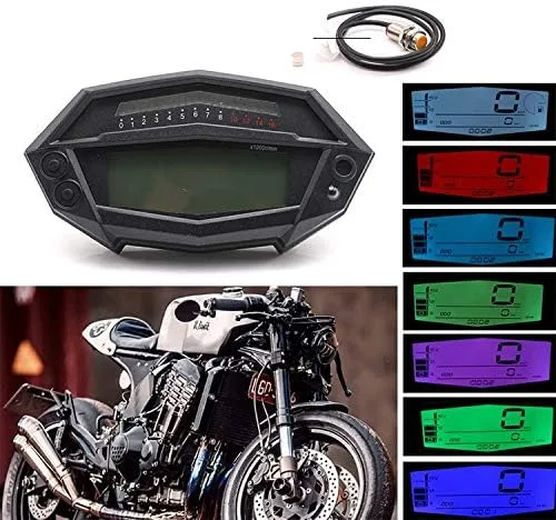 Vista 6 de Motocicleta LCD Digital Velocímetro Odómetro Tacómetro Calibre KMH Para Honda CBR250R CBR 250 Custom Negro