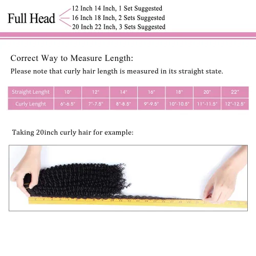 Vista 7 de ABH AMAZINGBEAUTY HAIR Kinkys - Extensiones de cabello rizado con clip, 3C y 4A, doble trama, cabello humano Remy real rizado para afroamericanos