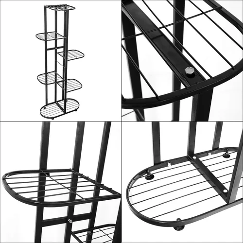 Vista 7 de Moutik - Soporte vertical para macetas de jardín, 6 niveles para 7 macetas, estantería múltiple para plantas