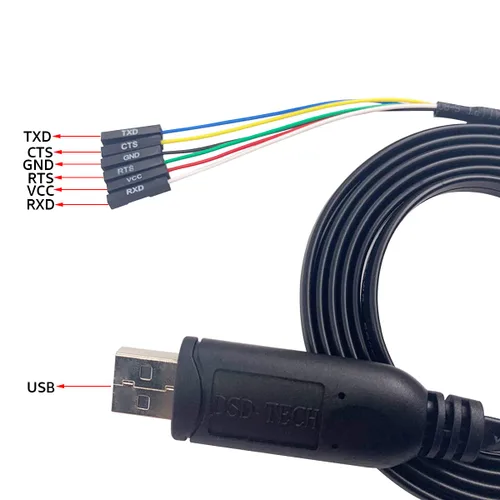 Vista 2 de DSD TECH SH-U09G USB a TTL Cable serie FTDI FT232RL IC 1.8M/5.9FT incorporado