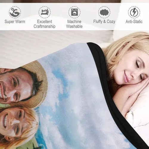 Vista 4 de Manta personalizada con texto en imagen, fotos, regalos para adultos, niños, novia, novio, Navidad, Halloween, día del padre, madre, San Valentín