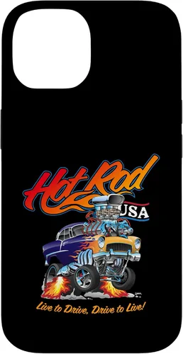 Vista 4 de Hotrod USA Design Classic Retro Muscle Car Dragster Cartoon Case for iPhone 17