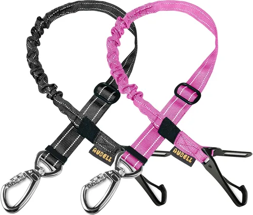 Vista 13 de AUBELL Cinturón de seguridad para perro, 3 en 1, ajustable, reflectante, resistente, arnés de perro con gancho de clip, cierre y hebilla, mosquetón