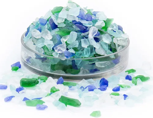 Vista 2 de CYS EXCEL Vidrio marino esmerilado de mezcla transparente azul y verde (4 libras, aproximadamente 6 tazas) Múltiples opciones de color Relleno