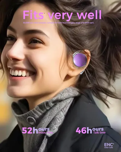 Vista 6 de Micool Auriculares de oreja abierta Bluetooth 5.4, auriculares deportivos inalámbricos con cancelación de ruido en forma de gota de agua