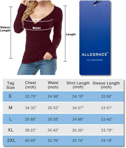 Vista 3 de Allegrace - Camiseta de manga larga para mujer (plisada en V, abierta)