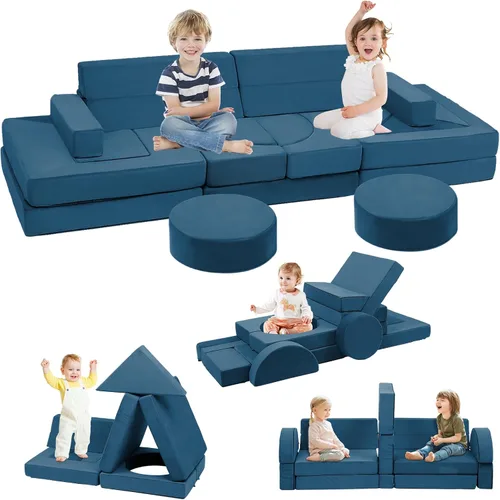 Vista 9 de Erament Sofá de Juego Modular para Niños de 22 Piezas para Niños Pequeños - Sofá Cama para Niños para Sala de Juegos, Muebles Convertibles