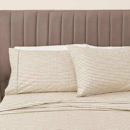 Vista 20 de Juego de sábanas de microfibra con rayas de 3 piezas tamaño individual - Sábanas y fundas de almohada de ropa de cama ultra suaves y cepilladas
