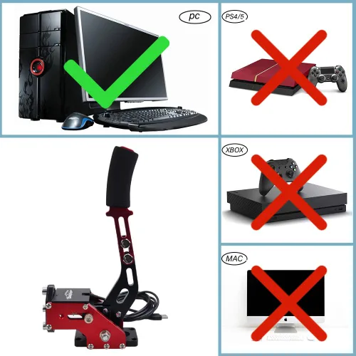 Vista 3 de CNRAQR PC Racing Game USB Handbrake for 16Bit SIM for Racing Games, Compatible with Logitech G27 G29 G920 G923 T500 T300 Simulate Linear Handbrake