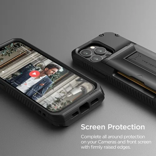 Vista 4 de VRS DESIGN Damda Glide - Funda híbrida para iPhone 13 Pro, ranura para tarjetas con soporte, funda funcional resistente compatible con iPhone 13 Pro