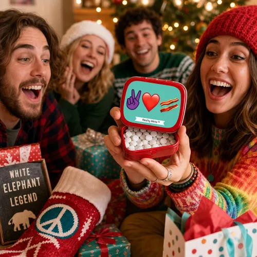 Vista 3 de Peace Love - Mentas de tocino divertidas para amigos, lindos rellenos de calcetines para amantes del tocino, menta, mentas, corazón, emojis, broma