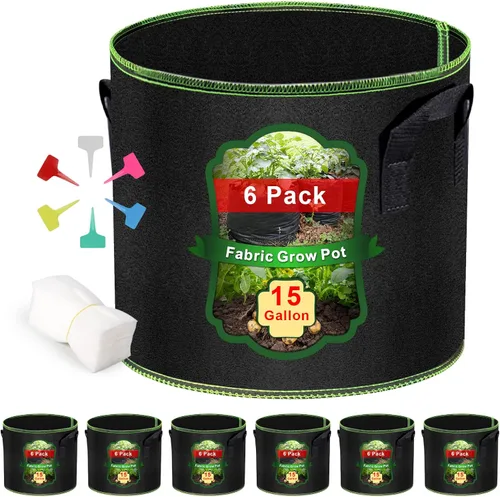 Vista 10 de MEKOLIFE Bolsas de cultivo de 5 galones, paquete de 3 unidades, bolsas de tela no tejida gruesa con asas para plantar verduras, flores, papas