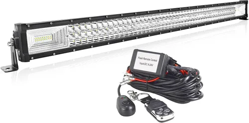 Vista 10 de Willpower Barra de luz LED recta de 22 pulgadas y 270 W para automóvil con control remoto estroboscópico de 12 V, kit de cables de cableado de 6000