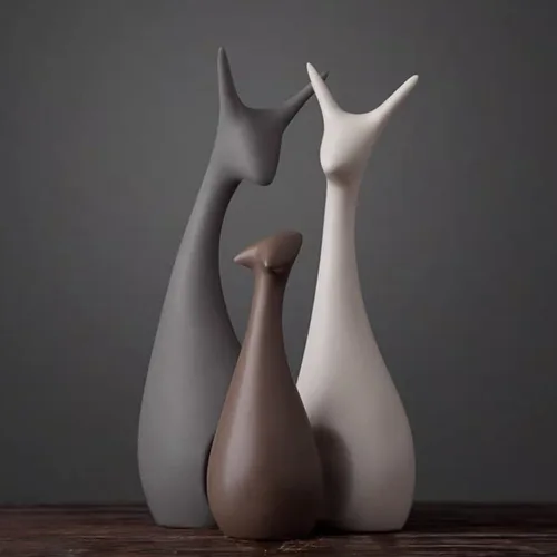 Vista 5 de Estatua de cerámica moderna de plata brillante, decoración del hogar, jirafa, decoración para sala de estar, estante, estantería moderna, figuritas