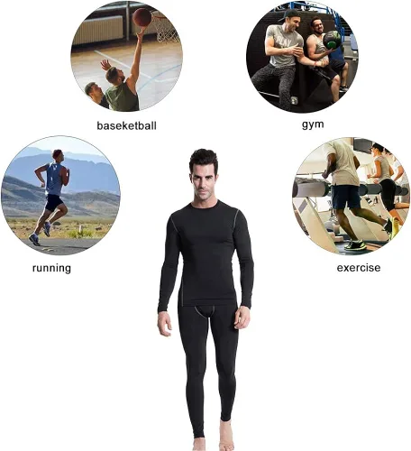 Vista 4 de Long Sleeve Compression Shirts for Men 3 Pack Sun Protection Tee Tops Summer Dry Fit Workout Football Undershirt