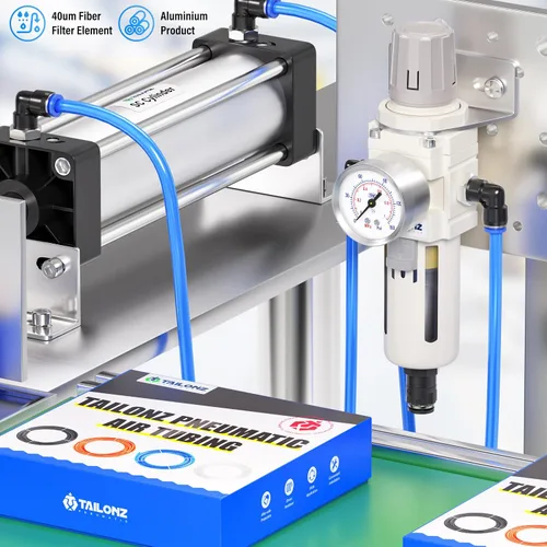 Vista 4 de TAILONZ PNEUMATIC Regulador de presión de filtro de aire de drenaje automático NPT de 1/2 pulgada Combo Piggyback, filtro compresor de herramienta
