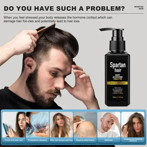 Vista 4 de Champú Activador de Raíces para Hombres - Sistema Fortalecedor y Suavizante para Cabello Fino y Canoso - Añade Volumen y Nutre las Mechas - Para