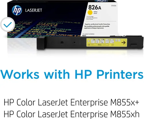 Vista 2 de HP Cartucho de tóner amarillo 826A Funciona color LaserJet Enterprise M855 Series CF312A