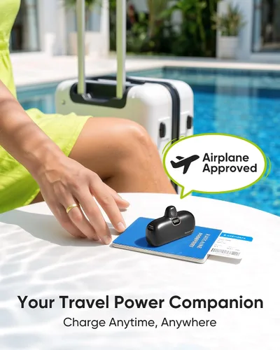 Vista 7 de Kuulaa Cargador portátil pequeño para iPhone con cable Lightning integrado de 5000 mAh, batería externa de carga rápida para iPhone 14/13/13