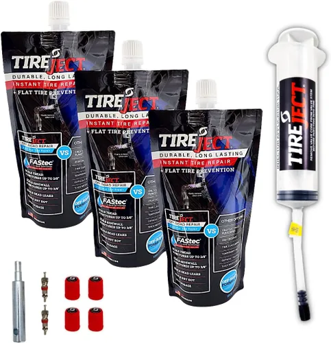 Vista 9 de Kit de Protección de Neumáticos Planos Todo Terreno TireJect 5 en 1 con Inyector de Sellador (Kit de 30oz para Carro de Golf)