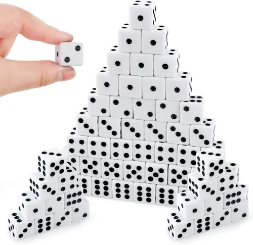 Vista 11 de Juego de 50 dados estándar de 0.63 pulgadas con acrílico negro, blanco, rojo, 6 caras, a granel, dados de casino para fiestas temáticas de casino