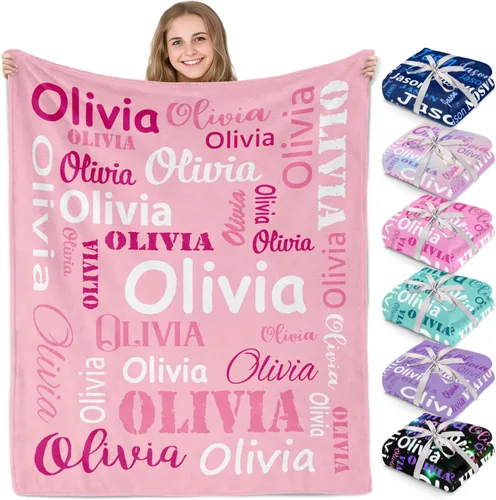 Vista 15 de Gudina Mantas y mantas personalizadas con nombre personalizado con nombre, manta de franela personalizada, regalos para niños, niñas, niños y bebés