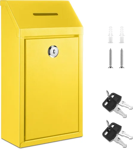 Vista 30 de Yaocom Caja de Recolectión de Donaciones de Efectivo de Metal Caja de Sugerencias Segura con Cerradura Montada en la Pared Buzón de Entrega