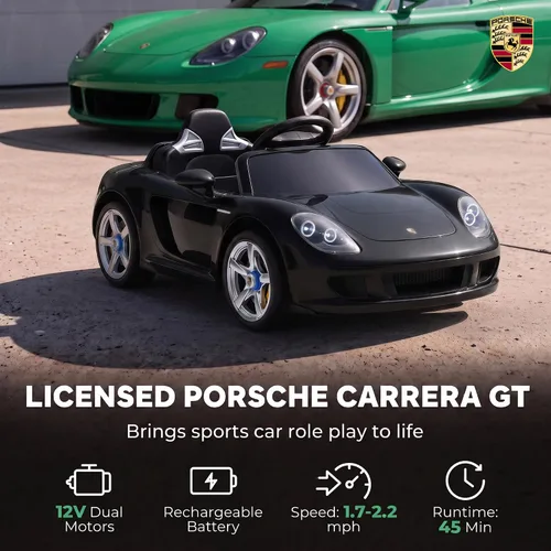 Vista 3 de Qaba Auto de paseo para niños de 12 V, con licencia Porsche Carrera GT con Negro