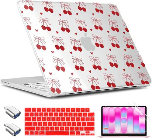 Vista 26 de TWOLSKOO Funda para MacBook Neo de 13 pulgadas 2026 A3404 A18 Pro Chip, funda rígida de plástico con adaptador tipo C, 2 fundas para cámara web