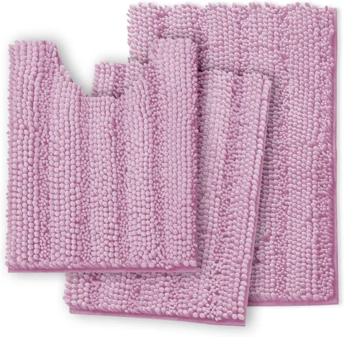 Vista 24 de Clara Clark Tapetes para baño de felpilla, tapetes de baño de felpa ultra suaves, lavables a máquina, con parte trasera antideslizante, 44 x 26 Negro