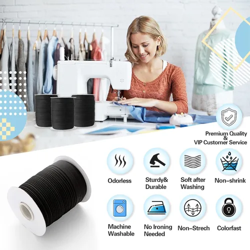 Vista 4 de Cinta al bies de doble pliegue de 1/2 pulgada, cinta al bies de doble pliegue de 55 yardas, carrete continuo a granel para coser ropa, acolchado
