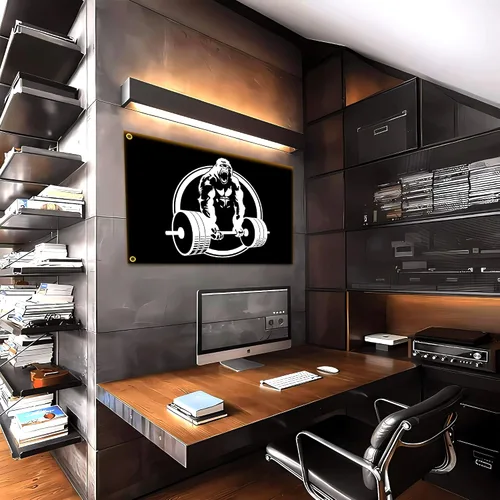 Vista 4 de Bandera de Gorila de Halterofilia 3 x 5 pies Banderas Motivacionales de Fitness Inspiradoras para Decoración de Gimnasio en Casa, Habitación