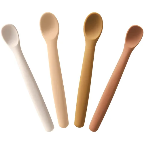 Vista 10 de Moonkie Juego de 4 cucharas de silicona para bebé, cucharas para niños pequeños para autoalimentación de 6 meses, cucharas de alimentación de dos