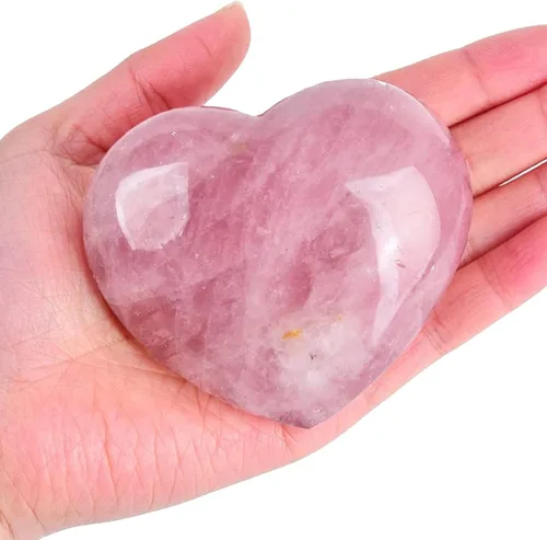 Vista 12 de JIC Gem Geoda de ágata de cristal de corazón grande, piedra de preocupación de palma drusa, cristales de reiki y piedras curativas 3.1-3.5 pulgadas
