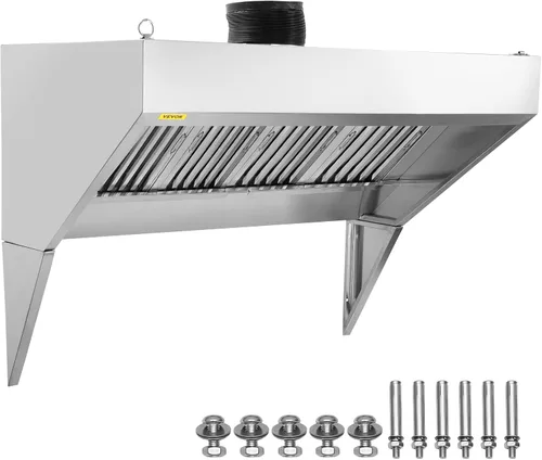 Vista 11 de VEVOR Campana de Escape Comercial, Campana de 4 Pies para Camión de Comida, Campana de 201 de Acero Inoxidable para Remolque de Concesión con 2