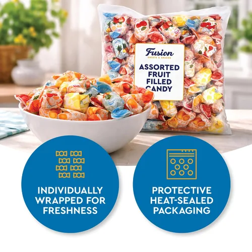 Vista 5 de Arcor - Caramelos duros rellenos de frutas, bolsa surtida de 2 libras a granel (aproximadamente 150 piezas), dulces Bon Bons Fruitfuls, caramelos