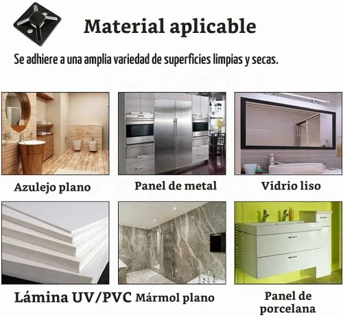 Vista 5 de HS Soportes de sujeción de 3/4 pulgadas autoadhesivos con agujero para tornillo, soporte de base de montaje para bridas de cables (paquete de 100)