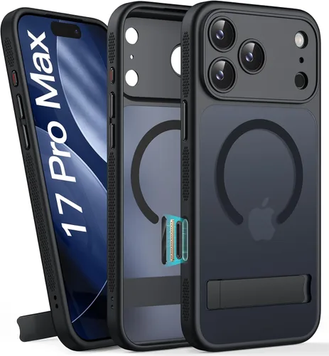 Vista 15 de BXYJY Funda magnética para iPhone Air con soporte, compatible con MagSafe, botón de control de cámara, protección completa de la lente, caída
