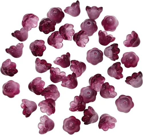 Vista 12 de 100 cuentas de flores de trompeta de cristal negro dorado transparente para Oro negro transparente
