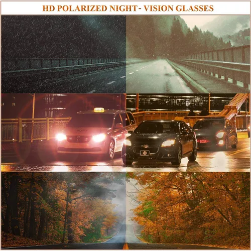 Vista 17 de LVIOE Gafas de conducción de visión nocturna envolventes antirreflejos con lente amarilla polarizada para mujer